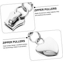 10pcs Metal em forma de coração Zipper puxa pequeno tamanho ouro prata DIY acessórios de vestuário