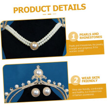 Women Jewelry Set Pearl Tiara Necklace and Earrings with Alloy and Rhinestone Materials