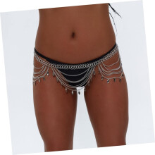 Cadena corporal ajustable con dije de hoja multicapa para la cintura, joyería corporal para mujer