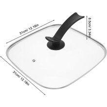 Tapa cuadrada multifuncional para sartén eléctrica de 30 cm x 30 cm, de vidrio templado.
