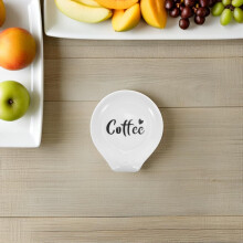 Keramisk kaffeskjeholder Teskjeholder Keramisk skjehylle Hvit porselen Tidløs eleganse