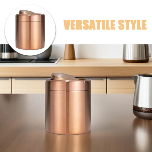 Miniature Trash Can with Swing Lid Stainless Steel Round Trash Can 2