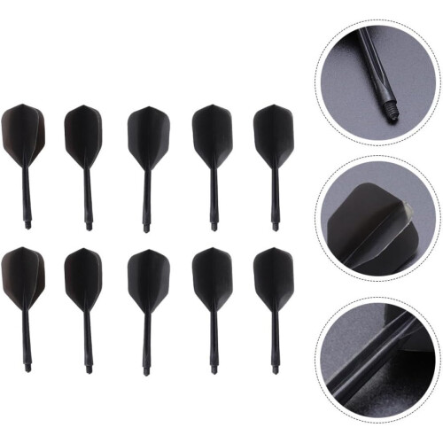 10pcs Black Threaded Plastic Darts Shafts with Integrated Flights Anti-Fall Design 2