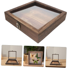 Schmetterlingsvitrine aus Holz mit Klappdeckel, kleine Schattenbox (25 x 25 x 4,5 cm).