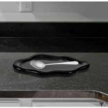 Repose-cuillère en céramique noire, porte-cuillère de cuisine en forme de nuage, design sans bavure, garde les comptoirs propres