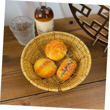 Panier de rangement tressé rond couleur kaki, idéal pour les en-cas et les fruits.