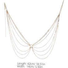 Mehrlagiger Taillengürtel mit Strasssteinen für Damen, Bauchschmuck aus Metall mit auffälligem Design