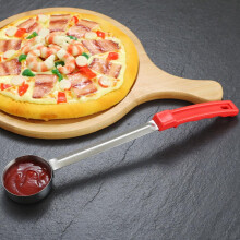 Lot de 2 cuillères à pizza à servir, louches à portion, cuillères à fond plat en acier inoxydable