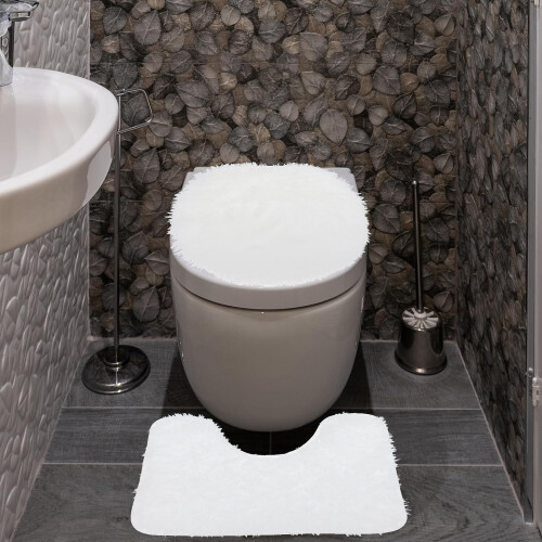 Universeller WC-Deckelbezug, Plüsch-Bodenmatte, Badezimmermatte aus Polyester, einfach 1