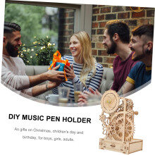 Boîte à musique puzzle en bois, porte-stylo pour puzzle à monter soi-même, fabriqué à partir de matériaux naturels