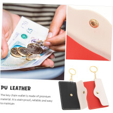 Mini porte-monnaie en cuir PU avec porte-clés et étui à rabat (lot de 2).