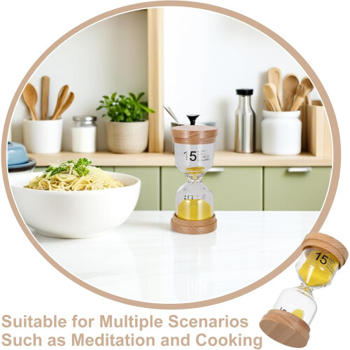 15 Minute Kitchen Sandglass Timer Wooden Hourglass Sand Timer 2
