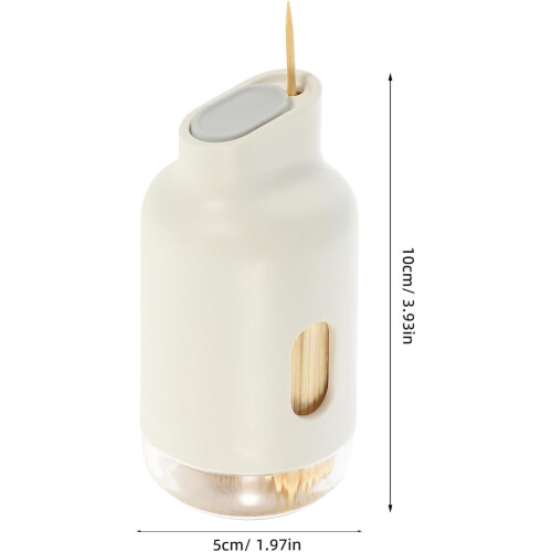 Bamboo Toothpick Holder with Sliding Press Lid Compact Desktop Toothpick Container Practical 1