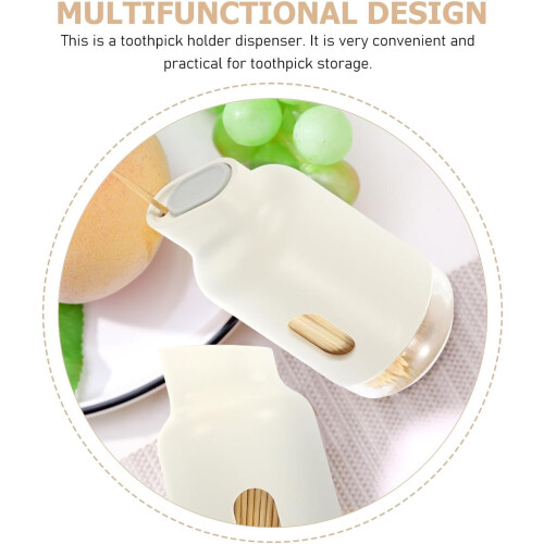 Bamboo Toothpick Holder with Sliding Press Lid Compact Desktop Toothpick Container Practical 2