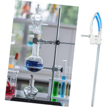 2 pinzas grandes para tubo condensador, pinzas para matraces de laboratorio, abrazaderas para matraces, equipo para experimentos de laboratorio.