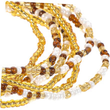 Handgemaakte kralen tailleketting set voor dames, koffiekleurige decoratieve sieraden voor op het strand.