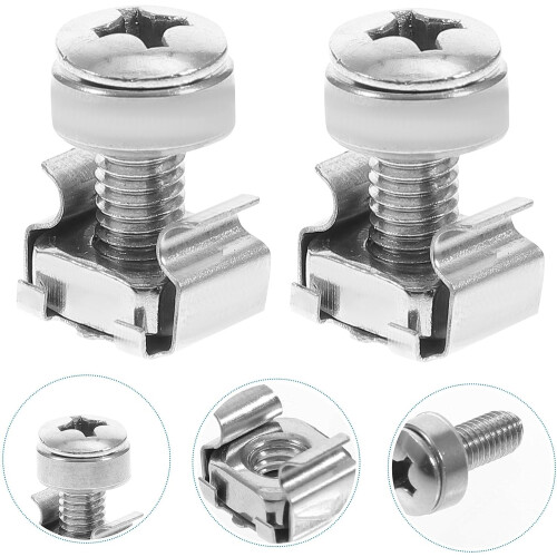 16 Sätze M6 x 20 mm Serverrack-Schrauben mit Käfigmuttern-Set, Rackmontageschrauben und Einpressmuttern 1