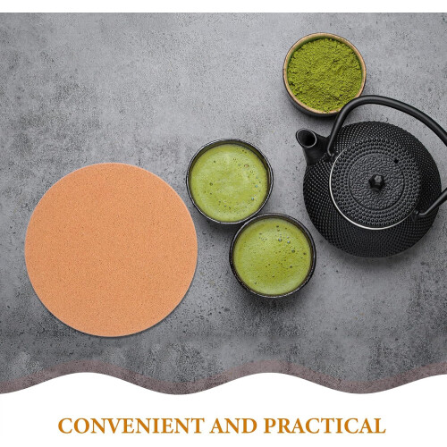 6pcs Round Cork Coasters Heat Resistant Non-Slip Table Mats