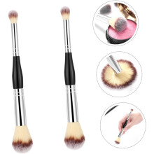 2 brochas de maquillaje de doble punta para aplicar polvos sueltos
