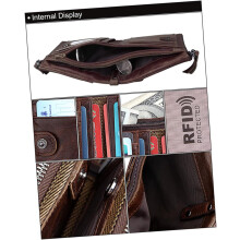 Rfidleather Geldbörse für Herren, Reißverschlussgeldbörse in Rotbraun, kurzes Modell, multifunktional, modisch für den täglichen Gebrauch