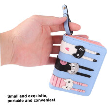Porte-monnaie court à fermeture éclair, motif chat, avec une prise en main confortable, idéal pour les femmes.