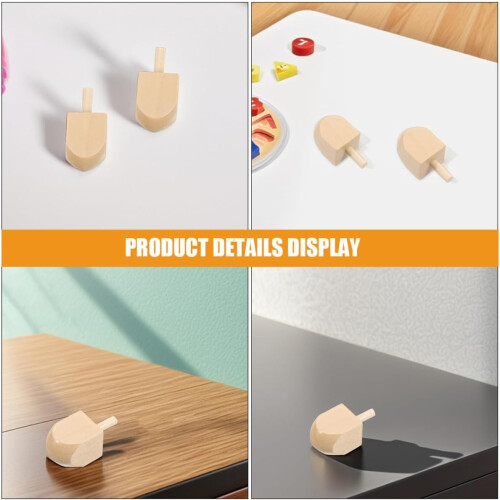 10 τεμάχια ξύλινες σβούρες Hanukkah DIY κενά ξύλινα ντρέιντελ 2