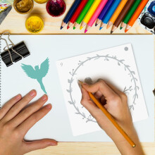 Juego de 16 plantillas de pintura de pájaros para niños y niñas, manualidades DIY, plástico, multiusos y reutilizables.