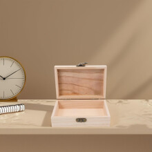 Aufbewahrungsbox im minimalistischen Design, rechteckig, aus Holz, mit sicherem Verriegelungsmechanismus am Boden