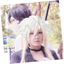 2 Pcs White Lace Maid Bonnet Caps Breathable Comfortable Cosplay Headdress