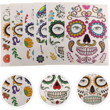 12sheets Crânio Floral Face Sticker Multifuncional Halloween Face Stickers Tatuagens Temporárias Decorações do Corpo Adesivo