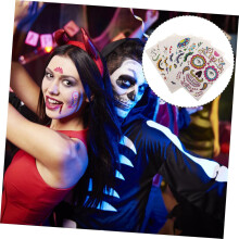 12 vellen Skull Floral Face Stickers, Multifunctionele Halloween Gezichtsstickers, Tijdelijke Tatoeages, Zelfklevende Lichaamsversieringen.