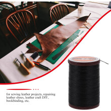 Hilo encerado para trabajos en cuero, cordón de costura de 80 m para reparación de calzado, encuadernación y proyectos artesanales, color negro.