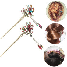 2 τεμάχια φουρκέτα Vintage Butterfly Unique Retro Hair Stick Chopsticks για κομψά χτενίσματα