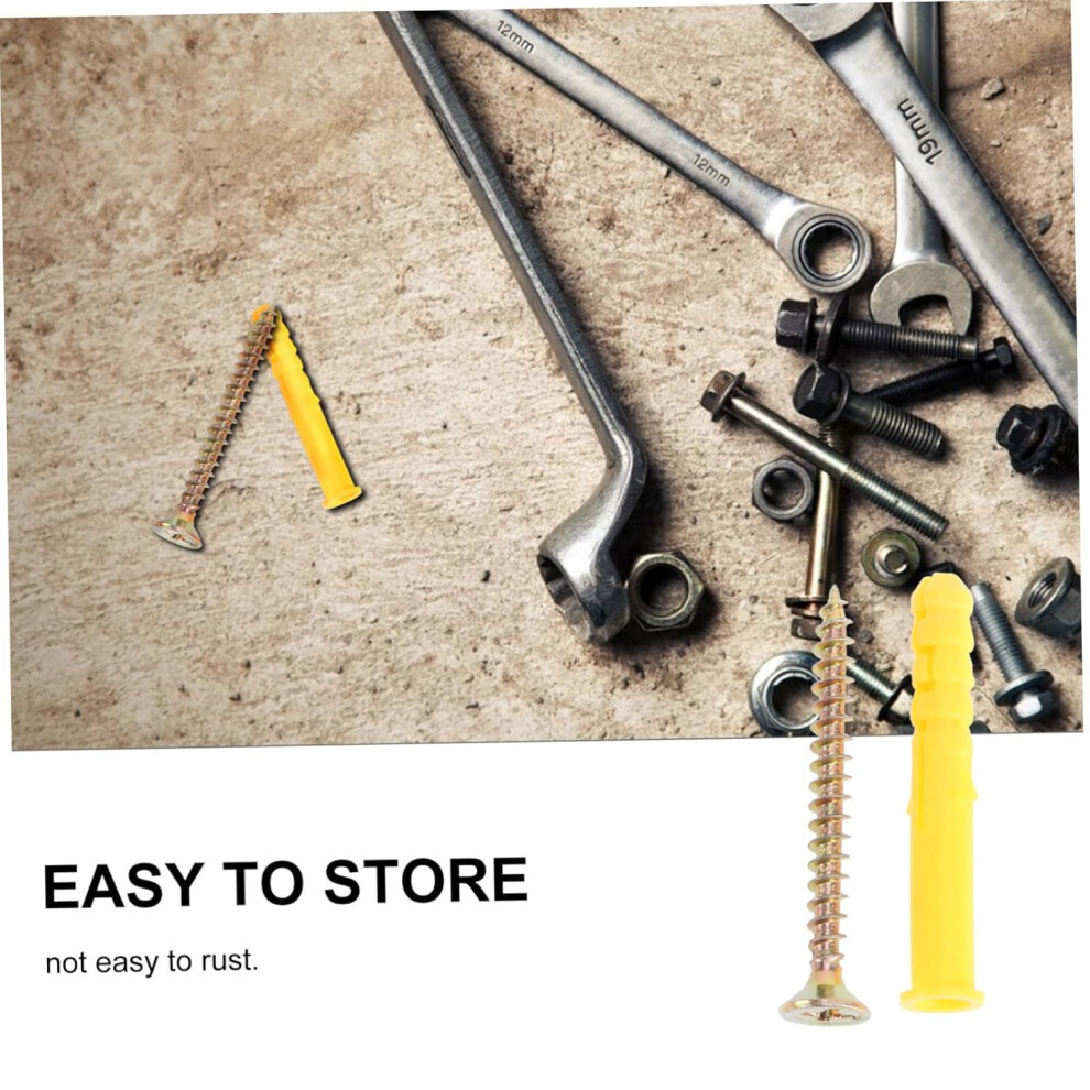 100Sets Wall Expansion Anchor Yellow Nylon Plastic Drop Anchor Assisted Pegs Fastener Concrete 8113854464545