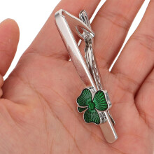 Set di gemelli e fermacravatta da uomo, eleganti gemelli a forma di trifoglio, fermacravatta irlandese per matrimoni, camicie da lavoro, accessori