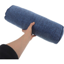 Cuscino cilindrico di supporto per yoga con cuscino per il collo, fodera blu, 15x15x40 cm