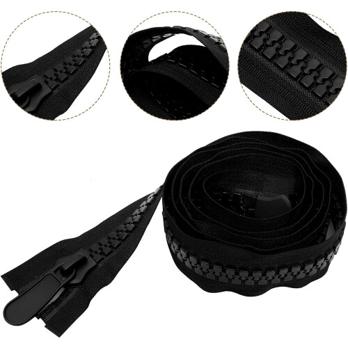 Heavy Duty 150cm Dual Separating ABS Zipper Black Two-Way Jacket Coat Replacement