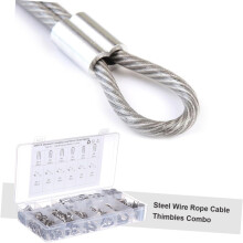 240pcs Stainless Steel Wire Rope Thimble Chicken Heart Ring Aluminum Crimping Loop Sleeve for Cable Fixing Work