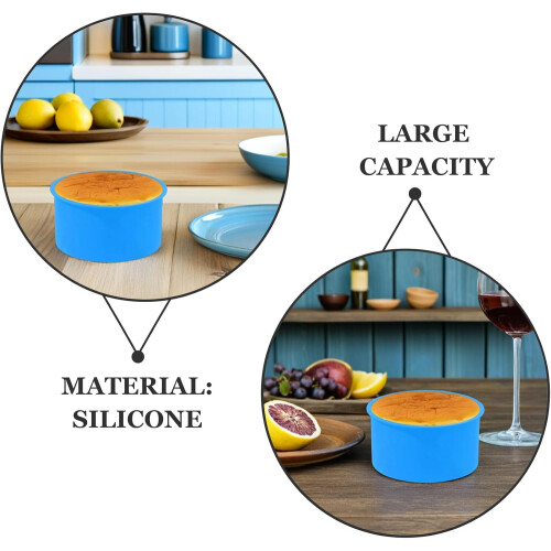 4pcs molde de bolo de silicone conjunto 4 polegadas redonda antiadherente latas de cozimento com cores azul claro e vermelho 2