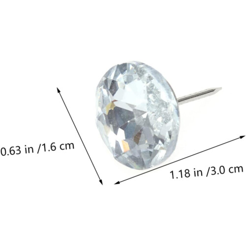100pcs Crystal Upholstery Nails Sofa Crystal Tacks Decorative Buttons Smooth Edges Practical Stylish 2