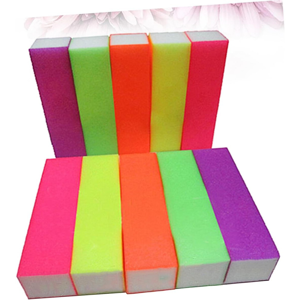Hkhbjs 10Pcs Nail Sanding File Sponge Nail Buffer Buffing Blocks Files Manicure Pedicure Care Tools For Tech Supplies Random Color
