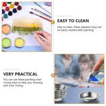 18pcs Stainless Steel Painting Trays Set for Watercolor and Color Sketching, Multi-Function Painting Plates