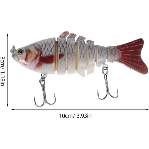 10 Stück mehrgelenkige, 10 cm lange, bionische Schwimmköder, harte Oberflächenköder für Barsch und Forelle 1