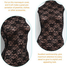 2Pcs Female Mannequin Dress Form Fabric Covers Black Cotton and Lace Decorative
