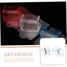 2-delige set nagelstempels, vierkante plastic stempels, blauw, voor damesnagels en -designs