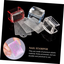 2 st stämplar för nagelkonst, manikyrverktyg, fyrkantiga stämplar i plast, blått för kvinnor, nagelskönhetsdesign