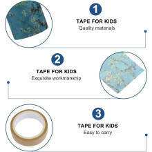Papieren tape set van 12 stuks met patronen in heldere kleuren, biologisch afbreekbaar, gemaakt van ruwe papierpulp en fijn bedrukt.