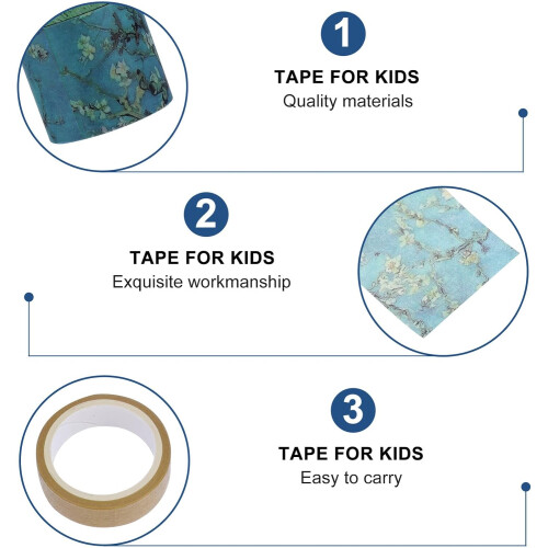 Paper Tape Set 12Pcs Patterns Tape Bright Colors Biodegradable Raw Paper Pulp Fine Printing