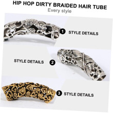 18pcs Dreadlock Acessórios de cabelo Lega de cabelo Dreadlocks jóias Perlas de tubo para barbas tranças Estilo variado
