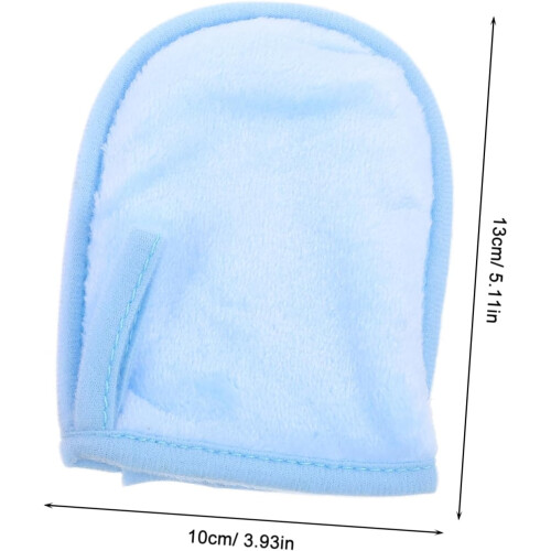 2pcs Face Makeup Cleaning Mitts with Microfiber Soft Gloves, Blue and Pink 1